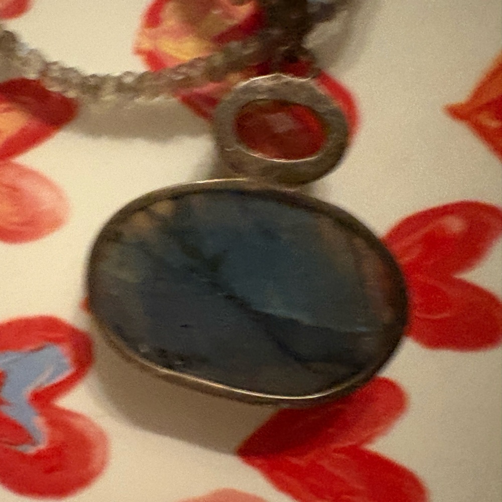 ✨ Labradorite & Lemon Quartz Double Strand Necklace | Sterling Silver Pendant ✨ - Picture 3 of 4